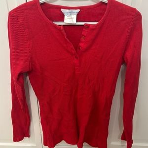 red henley button up top
